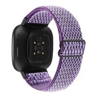 Fitbit Versa 3/4 & Sense 1/2 Nylon loop bandje - Paars - thumbnail