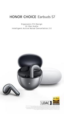 HONOR Hoofdtelefoon S7, grijs, ruisonderdrukking, 3MIC+AI, tot 36 uur, Dynamic EQ, Find Earbuds, IP54