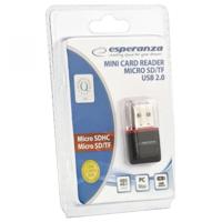 Esperanza EA134K geheugenkaartlezer Zwart, Zilver, Transparant USB 2.0 - thumbnail