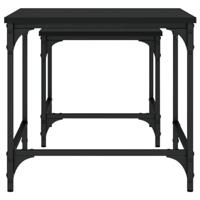 2-delige Tafeltjesset bewerkt hout zwart - thumbnail