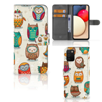 Samsung Galaxy A03s | Telefoonhoesje | Met pasjeshouder | Vrolijke Uilen - thumbnail