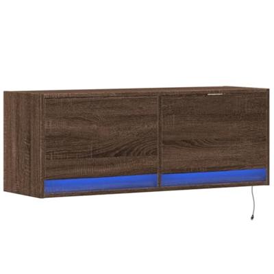 Tv-wandmeubel met LED-verlichting 100x31x35 cm bruin eikenkleur