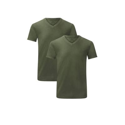 2-pak heren T-shirts V-hals - Velo - Bamboe heren ondershirts korte mouwen - Donkerblauw - Groen - Wit - Zwart