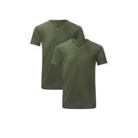 2-pak heren T-shirts V-hals - Velo - Bamboe heren ondershirts korte mouwen - Donkerblauw - Groen - Wit - Zwart - thumbnail