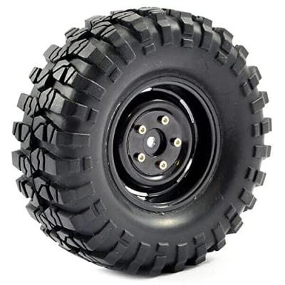 Fastrax Bedrock 108mm banden op staal look 1.9" scale velgen - Zwart