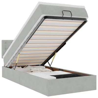 Ottoman bed met matras en LED's 120x200 cm fluweel lichtgrijs