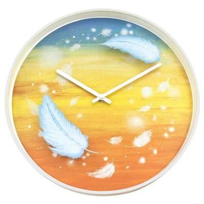 Wandklok 30 cm - Geruisloos - Meerkleurig - Plastic - "Veren"