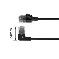 ACT Zwarte 0.25 meter U/UTP CAT6A LSZH slimline patchkabel met RJ45 connectoren. recht naar 90° haa - thumbnail