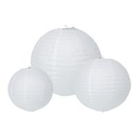 Lampion Papier Rosegoud/Wit, Set van 6 - thumbnail