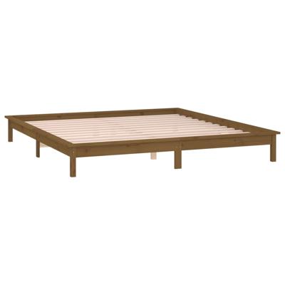 Bedframe LED massief hout honingbruin 140x190 cm