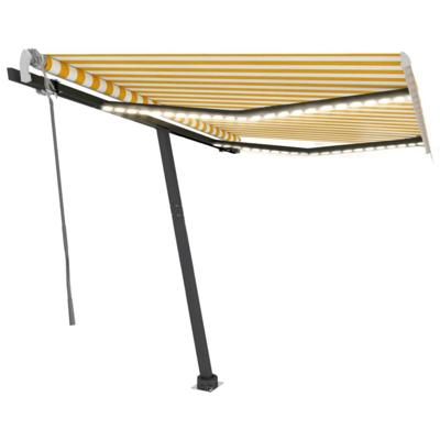Luifel handmatig uittrekbaar met LED 350x250 cm geel en wit