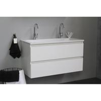 On-Line Onderkast - 100 cm - Voorgemonteerd - Acryl Wastafel - 2 Kraangaten - Hoogglans Wit - thumbnail