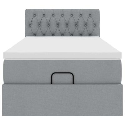 Ottoman bed met matras 80x200cm stof lichtgrijs