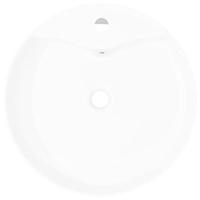 Wasbak met overloop, keramiek, rond, wit - thumbnail