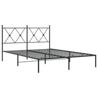 Bedframe met hoofdbord metaal zwart 135x190 cm - thumbnail