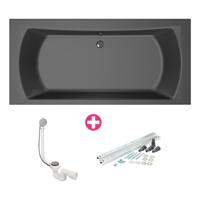 Xenz Robijn Duobad - 180x80x48 - afvoer Midden - acryl - ebony 6987-29 - thumbnail