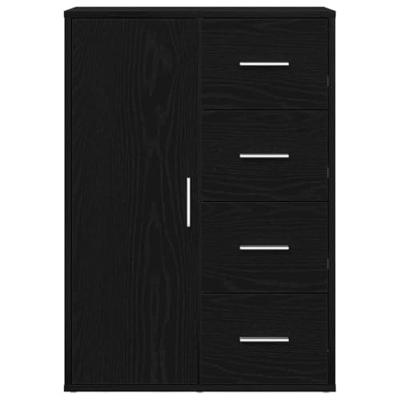 Dressoir met lade Zwart Eiken 60 x 31 x 84 cm Bewerkt hout
