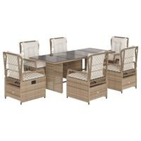 7-delige Tuinset met kussens poly rattan beige - thumbnail