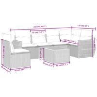 7-delige Loungeset met kussens poly rattan beige - thumbnail