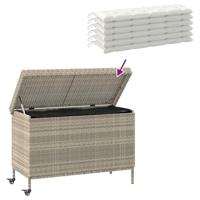 Tuinbox met wielen 110x55x73 cm poly rattan lichtgrijs - thumbnail