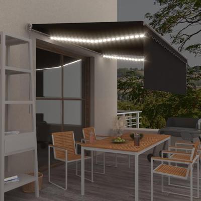 Luifel handmatig uittrekbaar rolgordijn LED 4,5x3 m antraciet