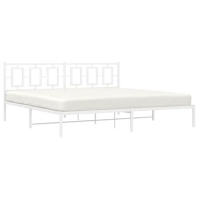 Bedframe met hoofdbord metaal wit 200x200 cm - thumbnail