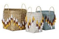 Basket spelset DKD Home Decor Multicolour Bamboe Franjes Boho 3 Onderdelen - thumbnail