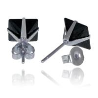 LGT JWLS Classic Stud Oorbellen Vierkant - Zwart Zilver-6mm - thumbnail