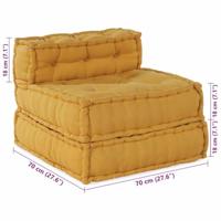 vidaXL Poef modulair 70x70x54 stof geel, bank, converteerbare bank, stoffen bank, modulaire bank, pallet kussen, vloer bank, bank, armloze bank - thumbnail