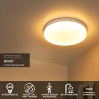 Lucide BISKIT - Plafonnière Badkamer - Ø 40 cm - LED - 1x36W 2700K - IP44 - Bewegingssensor - Wit - thumbnail