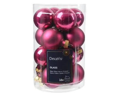 Decoris kerstballen set glas 16st granaatappel 3,5cm