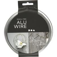 Creativ Company Alu draad, rond, dikte 2 mm, zilver, 10 m/ 1 rol - thumbnail