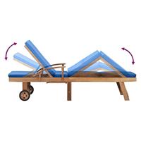 Ligbed met kussen massief teakhout blauw - thumbnail