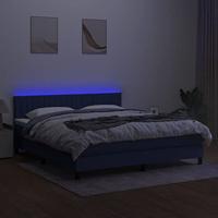 Boxspring met matras en LED stof blauw 160x200 cm - thumbnail