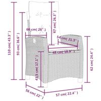 Tuinstoelen 2 st verstelbaar met kussens poly rattan lichtgrijs - thumbnail