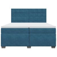 Boxspring met matras fluweel blauw 200x200 cm - thumbnail