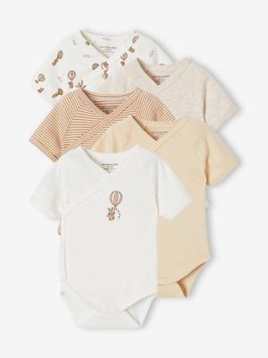 Set van 5 babyrompers met korte mouwen Luchtballon ecru