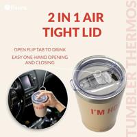 Koffiemok thermosbeker "Im hot" beige - thumbnail