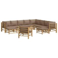 12-delige Loungeset met kussens bamboe taupe - thumbnail