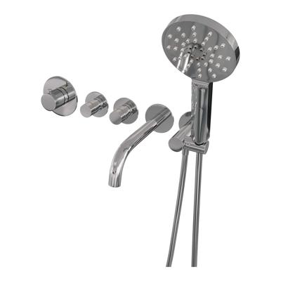 Brauer Chrome Carving Badkraan Inbouw - douchegarnituur - 20cm uitloop - met inbouwdeel - 3 carving knoppen - handdouche rond 3 standen - chroom 5-CE-094 Brauer Chrome Carving Badkraan Inbouw - douchegarnituur - 20cm uitloop - met inbouwdeel - 3 carving knoppen - handdouche rond 3 standen - chroom 5-CE-094