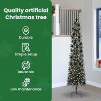 Kunstkerstboom met 300 LED Groen 240 cm PVC en Plastic en Staal - thumbnail