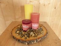 Kaarsen set Bolsius 3 stuk geel, donkerrood en oranje met rieviersteentjes Warentuin Mix - Warentuin mix - thumbnail