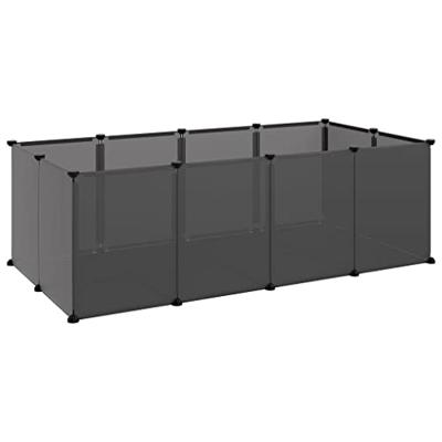 VidaXL Dierenhok klein 144x74x46,5 cm polypropeen en staal zwart
