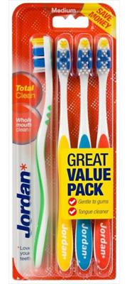Jordan Tandenborstel totalclean medium 4 Stuks