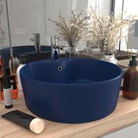 VidaXL Wastafel met overloop 36x13 cm keramiek mat donkerblauw - thumbnail