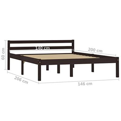 Bedframe massief grenenhout donkerbruin 140x200 cm