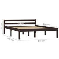 Bedframe massief grenenhout donkerbruin 140x200 cm - thumbnail