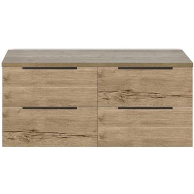 Seville Badmeubelset 120 cm - 4 Laden - Wastafelblad Natuur Eiken Edge Greep