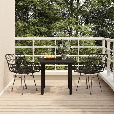 3-delige Tuinset poly rattan zwart