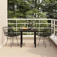 3-delige Tuinset poly rattan zwart - thumbnail